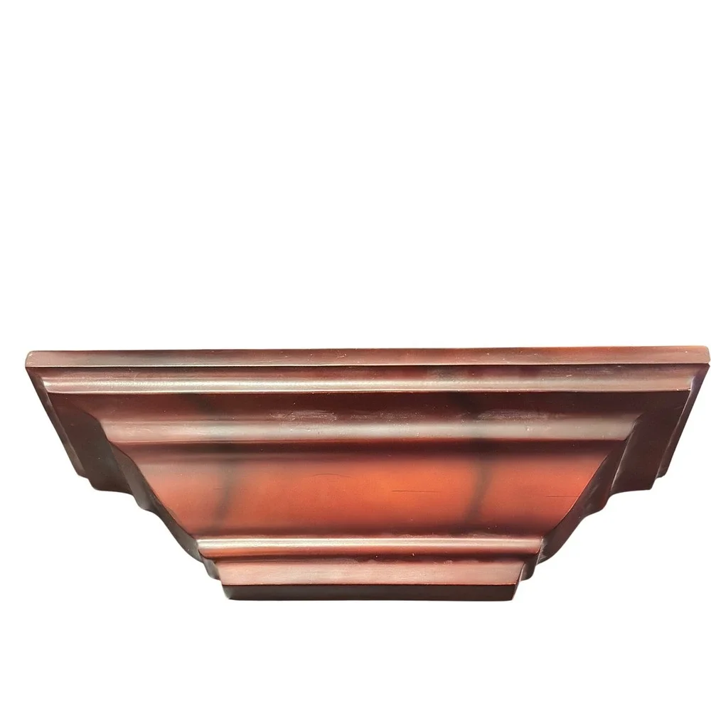 Floating Wall Shelf Crown Molding Plate Groove‎ Mahogany Wood Brown 12in